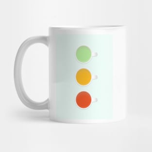 Teacup Traffic Lights Green Yellow And Red Teas On Mint Mug